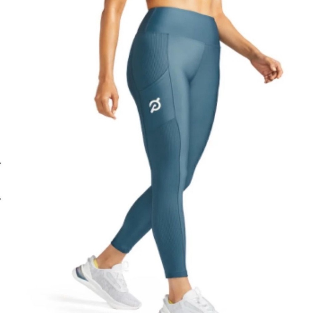 Peloton Show Up Pocket Teal Blue High-Waisted Leggings size XS NWT